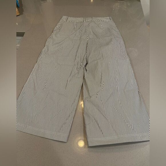 Lafayette 148 New York Striped Wide Leg Crop Cotton Blend Women's Pants Size 6 - Picture 3 of 11